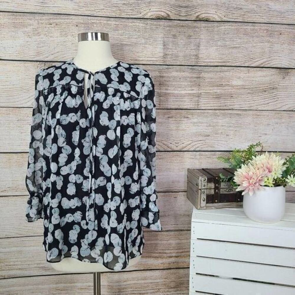 NWT Karl Lagerfeld Paris Printed‎ Ruffle Blouse Small